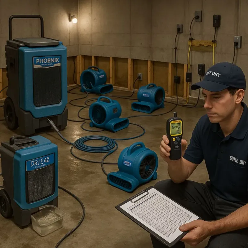 Structural Drying and Dehumidification process in Greenville, RI